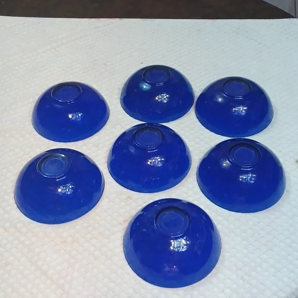 Vintage French Glass Cobalt Blue Dessert /Salad Bowl Set 7 5,5 X 3 - Picture 8 of 9